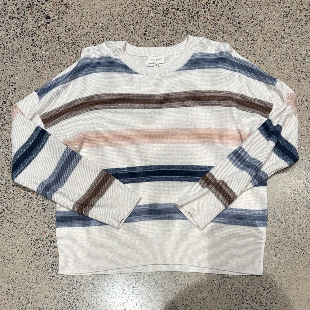 Thread & Supply Striped Sweater - Blue, Brown, Pink